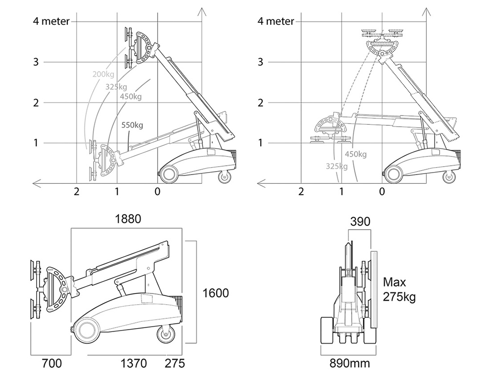 GMG 575 - Dispositivo de montaje de vidrios  con capacidad de carga de 575 kg | GMG 575 - Dispositivo de montaje de vidrios  con capacidad de carga de 575 kg