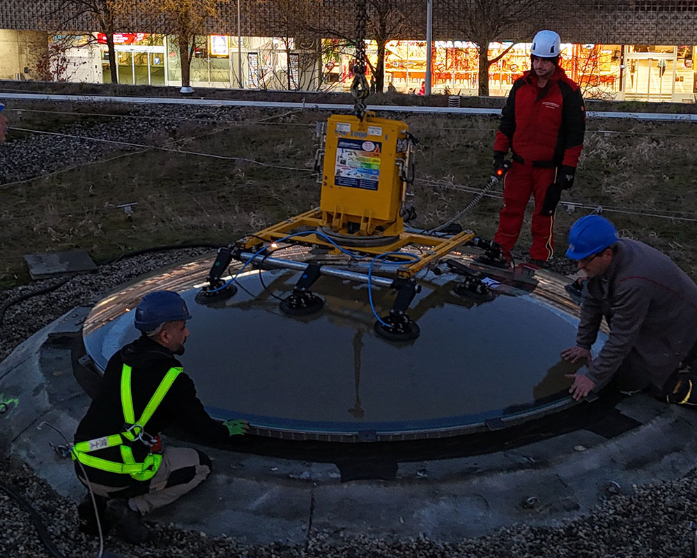 VSG 405 KR SP - Sistema de ventosas de vacío para vidrios esféricos o curvos, hasta 405 kg de capacidad de carga | VSG 405 KR SP - Sistema de ventosas de vacío para vidrios esféricos o curvos, hasta 405 kg de capacidad de carga