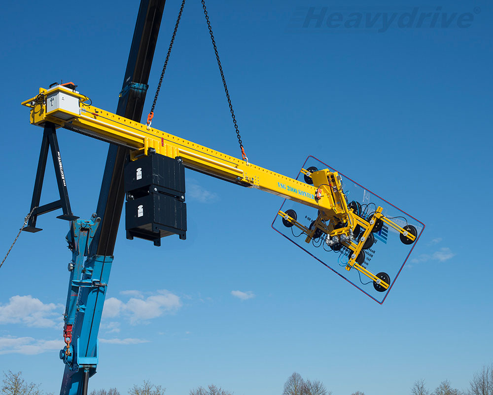  | Montaje bajo saliente con minigrúa. Travesaño de contrapeso y sistema de ventosas de vacío